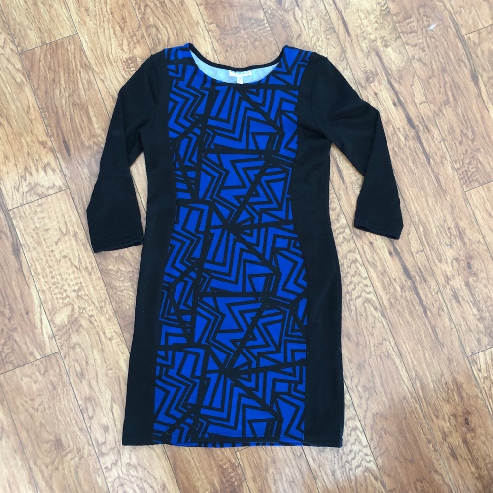 Black & Blue Sweater Dress, S